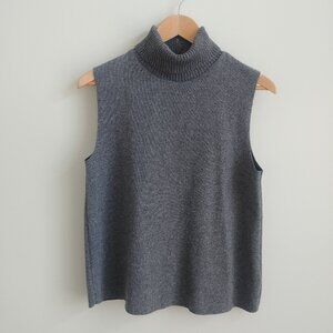 Zara grey sleeveless turtleneck sweater top Medium cotton blend